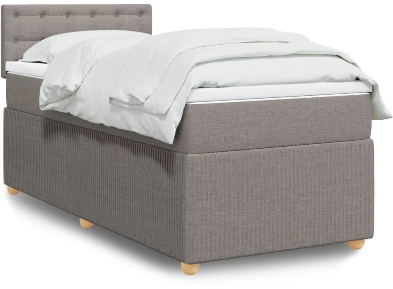 vidaXL Κρεβάτι Boxspring με Στρώμα Taupe 100 x 200 εκ. Υφασμάτινο