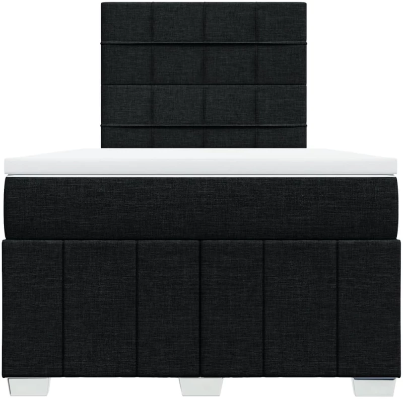 vidaXL Κρεβάτι Boxspring με Στρώμα Μαύρο 120x200 εκ. Υφασμάτινο