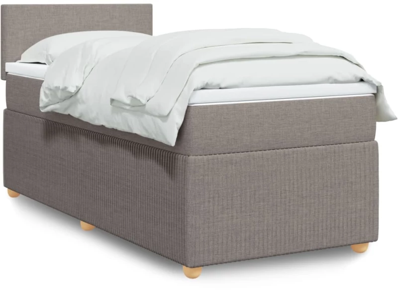 vidaXL Κρεβάτι Boxspring με Στρώμα Taupe 90x200 εκ. Υφασμάτινο