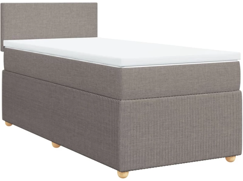 vidaXL Κρεβάτι Boxspring με Στρώμα Taupe 90x200 εκ. Υφασμάτινο