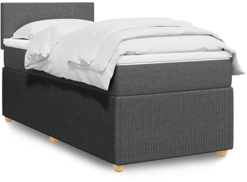 vidaXL Κρεβάτι Boxspring με Στρώμα Σκούρο Γκρι 80x200 εκ. Υφασμάτινο
