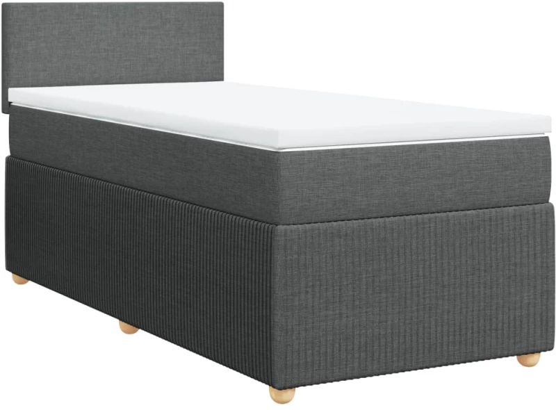 vidaXL Κρεβάτι Boxspring με Στρώμα Σκούρο Γκρι 80x200 εκ. Υφασμάτινο