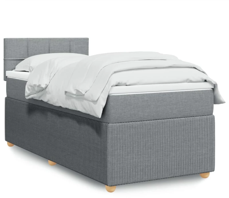 vidaXL Κρεβάτι Boxspring με Στρώμα Ανοιχτό Γκρι 80x200 εκ. Υφασμάτινο