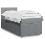 vidaXL Κρεβάτι Boxspring με Στρώμα Ανοιχτό Γκρι 80x200 εκ. Υφασμάτινο