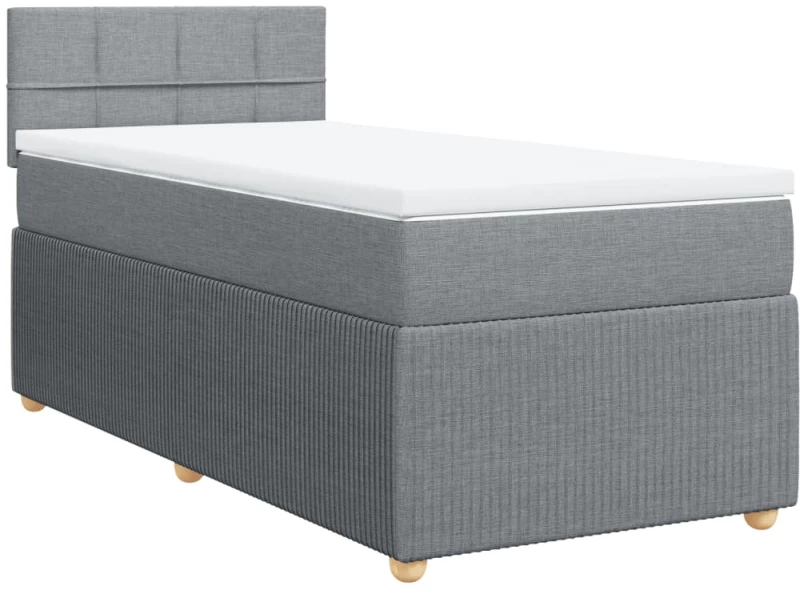 vidaXL Κρεβάτι Boxspring με Στρώμα Ανοιχτό Γκρι 80x200 εκ. Υφασμάτινο