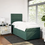 vidaXL Κρεβάτι Boxspring με Στρώμα Σκούρο Πράσινο 100x200εκ. Βελούδινο