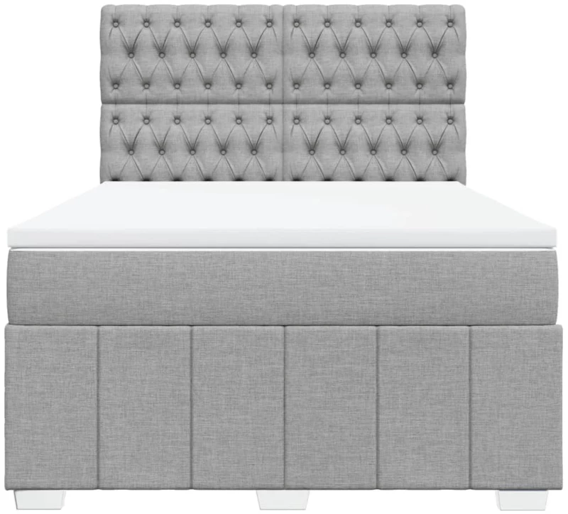 vidaXL Κρεβάτι Boxspring με Στρώμα Ανοιχτό Γκρι 140x190 εκ. Υφασμάτινο