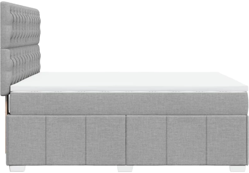 vidaXL Κρεβάτι Boxspring με Στρώμα Ανοιχτό Γκρι 140x190 εκ. Υφασμάτινο