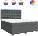 vidaXL Κρεβάτι Boxspring με Στρώμα Σκούρο Γκρι 200x200 εκ. Υφασμάτινο