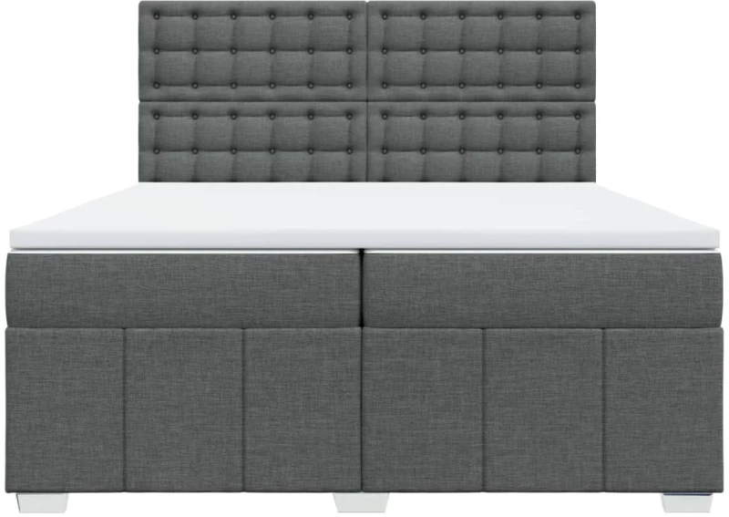 vidaXL Κρεβάτι Boxspring με Στρώμα Σκούρο Γκρι 200x200 εκ. Υφασμάτινο