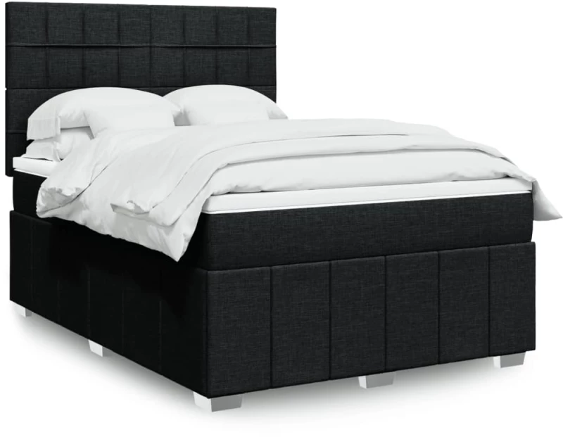 vidaXL Κρεβάτι Boxspring με Στρώμα Μαύρο 140x200 εκ. Υφασμάτινο