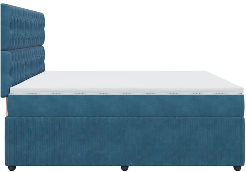 vidaXL Κρεβάτι Boxspring με Στρώμα Σκούρο Μπλε 200x200 εκ. Βελούδινο