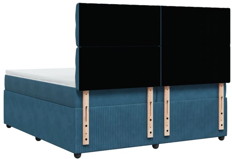 vidaXL Κρεβάτι Boxspring με Στρώμα Σκούρο Μπλε 200x200 εκ. Βελούδινο