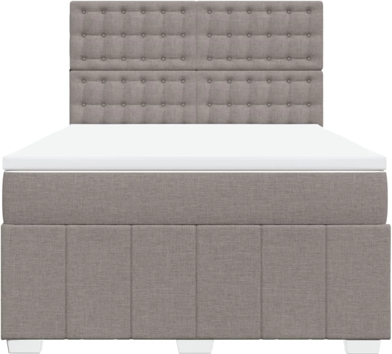 vidaXL Κρεβάτι Boxspring με Στρώμα Taupe 140x190 εκ. Υφασμάτινο