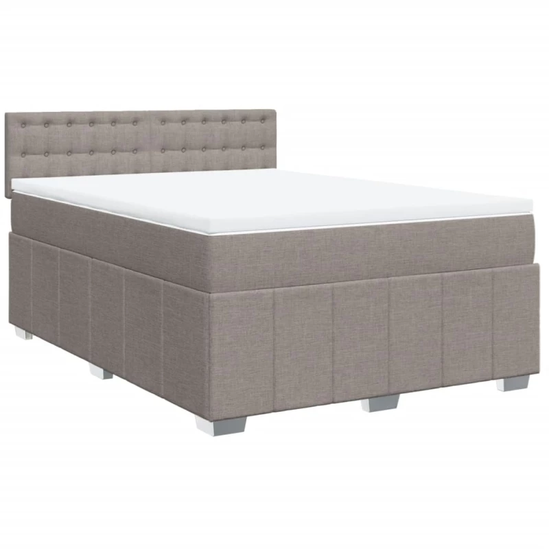vidaXL Κρεβάτι Boxspring με Στρώμα Taupe 140x190 εκ. Υφασμάτινο