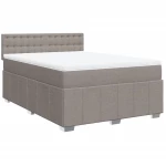 vidaXL Κρεβάτι Boxspring με Στρώμα Taupe 140x190 εκ. Υφασμάτινο