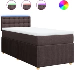 vidaXL Κρεβάτι Boxspring με Στρώμα Σκούρο Καφέ 90x190 εκ. Υφασμάτινο