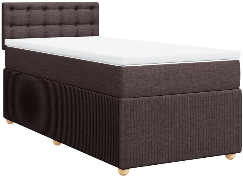 vidaXL Κρεβάτι Boxspring με Στρώμα Σκούρο Καφέ 90x190 εκ. Υφασμάτινο