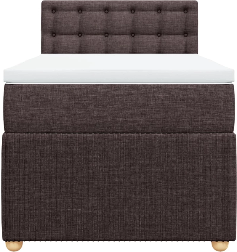 vidaXL Κρεβάτι Boxspring με Στρώμα Σκούρο Καφέ 90x190 εκ. Υφασμάτινο