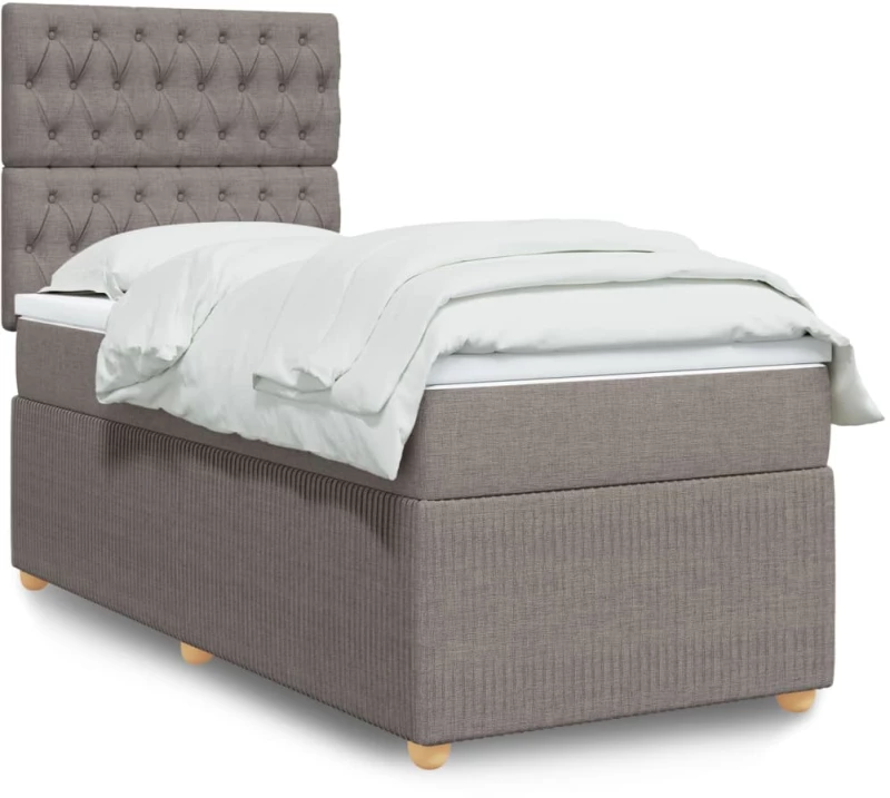 vidaXL Κρεβάτι Boxspring με Στρώμα Taupe 90x190 εκ.Υφασμάτινο