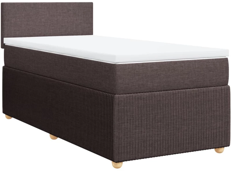 vidaXL Κρεβάτι Boxspring με Στρώμα Σκούρο Καφέ 80x200 εκ. Υφασμάτινο