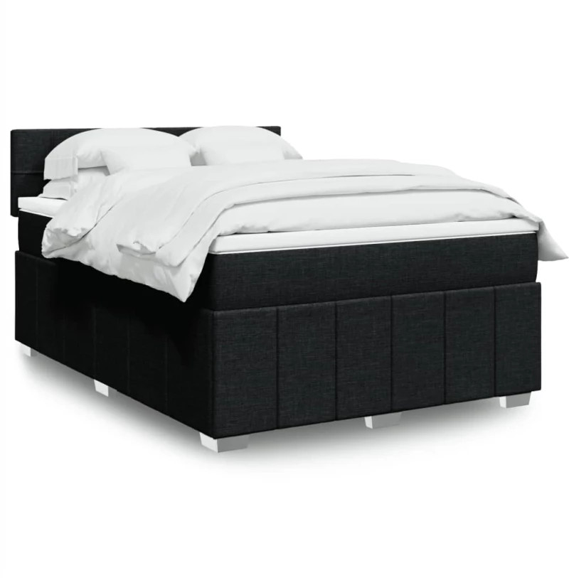 vidaXL Κρεβάτι Boxspring με Στρώμα Μαύρο 140x190 εκ. Υφασμάτινο
