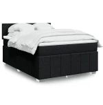 vidaXL Κρεβάτι Boxspring με Στρώμα Μαύρο 140x190 εκ. Υφασμάτινο