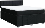 vidaXL Κρεβάτι Boxspring με Στρώμα Μαύρο 140x190 εκ. Υφασμάτινο