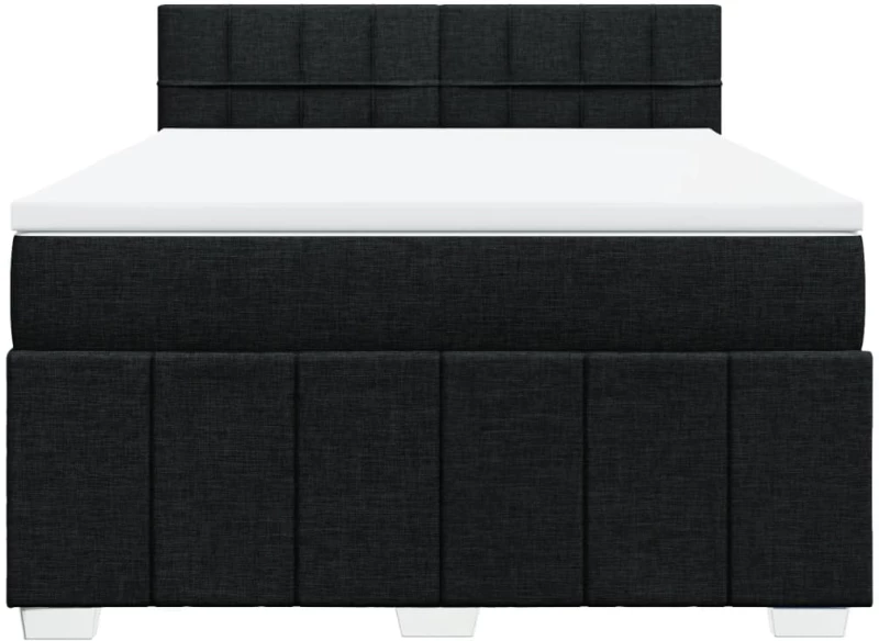 vidaXL Κρεβάτι Boxspring με Στρώμα Μαύρο 140x190 εκ. Υφασμάτινο
