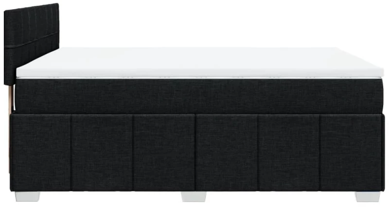 vidaXL Κρεβάτι Boxspring με Στρώμα Μαύρο 140x190 εκ. Υφασμάτινο