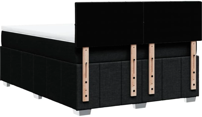 vidaXL Κρεβάτι Boxspring με Στρώμα Μαύρο 140x190 εκ. Υφασμάτινο
