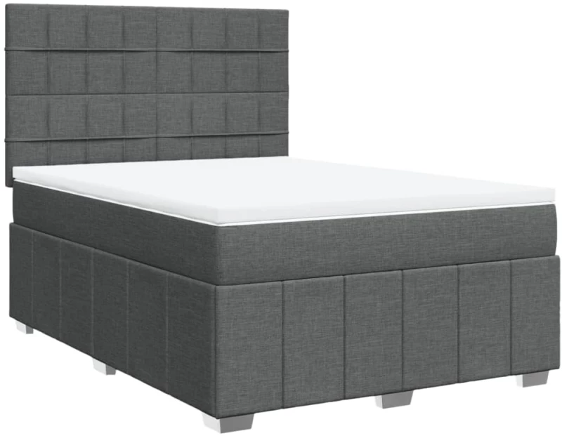vidaXL Κρεβάτι Boxspring με Στρώμα Σκούρο Γκρι 140x190 εκ. Υφασμάτινο