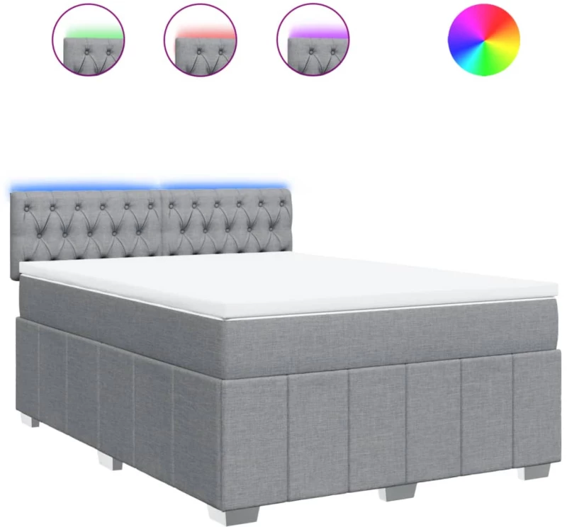 vidaXL Κρεβάτι Boxspring με Στρώμα Ανοιχτό Γκρι 140x190 εκ. Υφασμάτινο