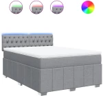 vidaXL Κρεβάτι Boxspring με Στρώμα Ανοιχτό Γκρι 140x190 εκ. Υφασμάτινο