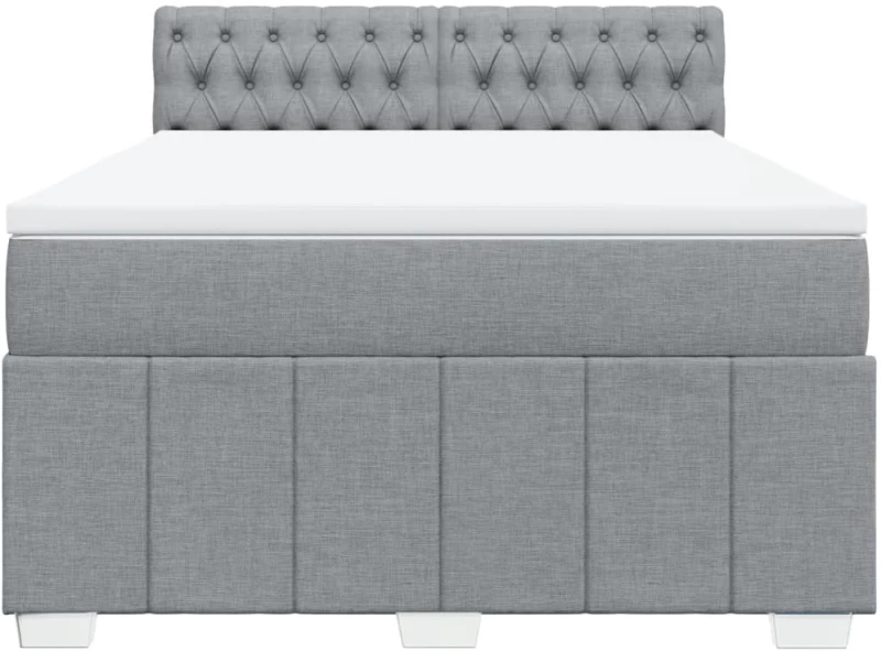 vidaXL Κρεβάτι Boxspring με Στρώμα Ανοιχτό Γκρι 140x190 εκ. Υφασμάτινο