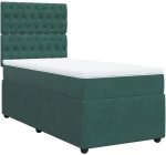 vidaXL Κρεβάτι Boxspring με Στρώμα Σκούρο Πράσινο 100x200εκ. Βελούδινο