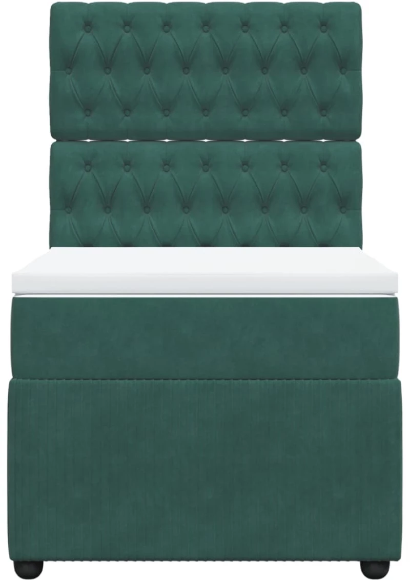 vidaXL Κρεβάτι Boxspring με Στρώμα Σκούρο Πράσινο 100x200εκ. Βελούδινο