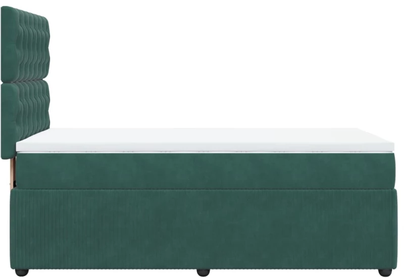 vidaXL Κρεβάτι Boxspring με Στρώμα Σκούρο Πράσινο 100x200εκ. Βελούδινο