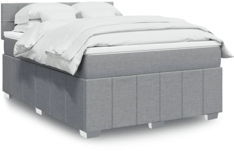 vidaXL Κρεβάτι Boxspring με Στρώμα Ανοιχτό Γκρι 140x190 εκ. Υφασμάτινο