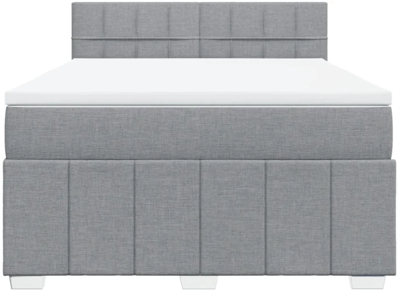 vidaXL Κρεβάτι Boxspring με Στρώμα Ανοιχτό Γκρι 140x190 εκ. Υφασμάτινο