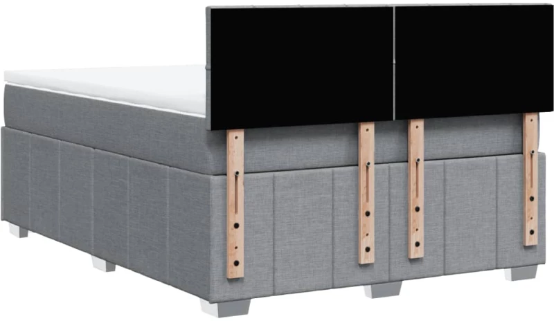 vidaXL Κρεβάτι Boxspring με Στρώμα Ανοιχτό Γκρι 140x190 εκ. Υφασμάτινο