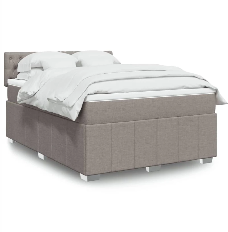 vidaXL Κρεβάτι Boxspring με Στρώμα Taupe 140x190 εκ. Υφασμάτινο