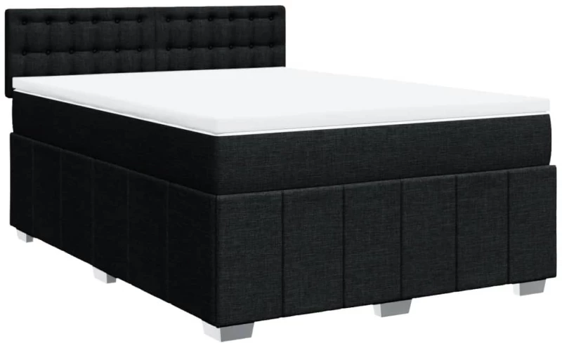 vidaXL Κρεβάτι Boxspring με Στρώμα Μαύρο 140x200 εκ. Υφασμάτινο