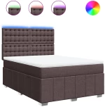vidaXL Κρεβάτι Boxspring με Στρώμα Σκούρο Καφέ 140x200 εκ Υφασμάτινο