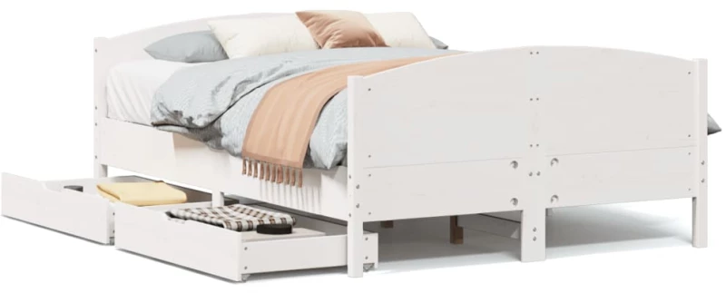 vidaXL Σκελετός Κρεβ. Χωρίς Στρώμα Λευκό 135x190 εκ Μασίφ Πεύκο
