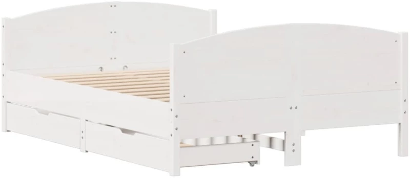 vidaXL Σκελετός Κρεβ. Χωρίς Στρώμα Λευκό 135x190 εκ Μασίφ Πεύκο