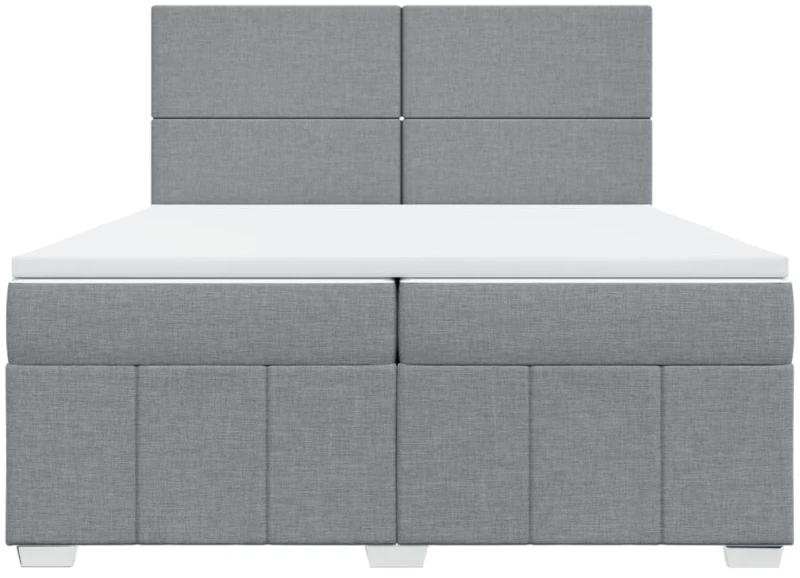 vidaXL Κρεβάτι Boxspring με Στρώμα Ανοιχτό Γκρι 200x200 εκ. Υφασμάτινο