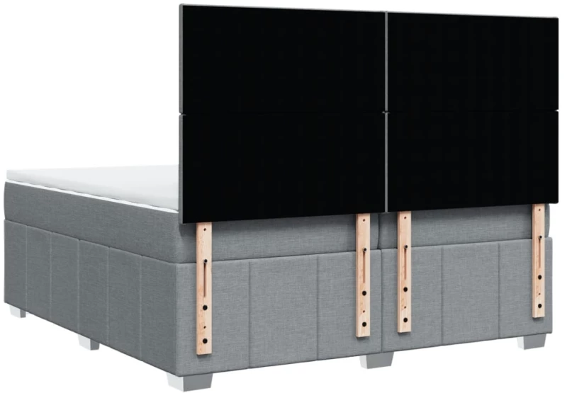 vidaXL Κρεβάτι Boxspring με Στρώμα Ανοιχτό Γκρι 200x200 εκ. Υφασμάτινο