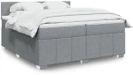 vidaXL Κρεβάτι Boxspring με Στρώμα Ανοιχτό Γκρι 200x200 εκ. Υφασμάτινο