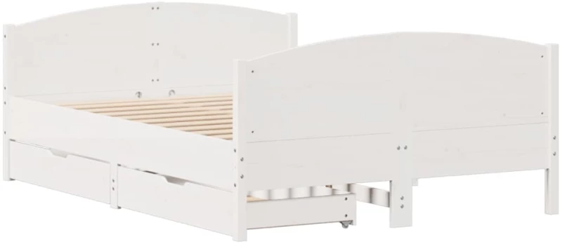vidaXL Σκελετός Κρεβ. Χωρίς Στρώμα Λευκό 140x190 εκ Μασίφ Πεύκο